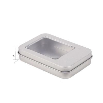 Multicolor Tin Box with Clear Window Lid Rectangular Jewelry Box Nail Art Display Case Candy Package Metal Box Empty