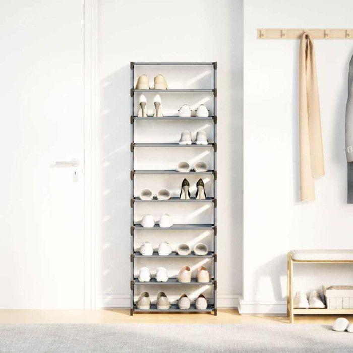 Étagère à chaussures 10 niveaux 54x28x158 cm tissu non tissé