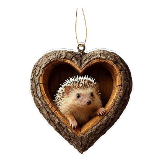 

Heart-Shaped Animal Christmas Ornament 2D Flat Acrylic Forest Animal Decoration Woodland Pendant for Xmas Tree Decor Animals Lovers Gift Hedgedog