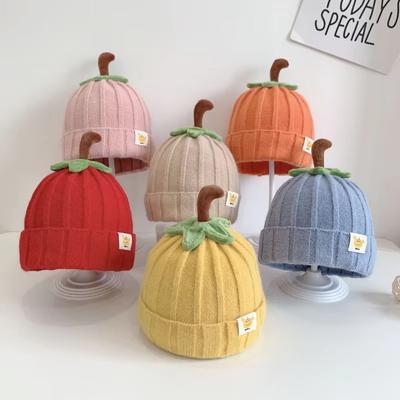 1 Piece Cute Cartoon Newborn Warm Hats Sweet Funny Pumpkin Infant Baby Protection Head Cap Autumn Winter Soft Crochet Bonnet