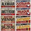 Paesi Bassi BELGIO AUSTRIA CECHIA POLONIA Targa Landmark Città Segno in Metallo Decorativo Targa per Veicoli Man Cave Bar Decorazione da Parete