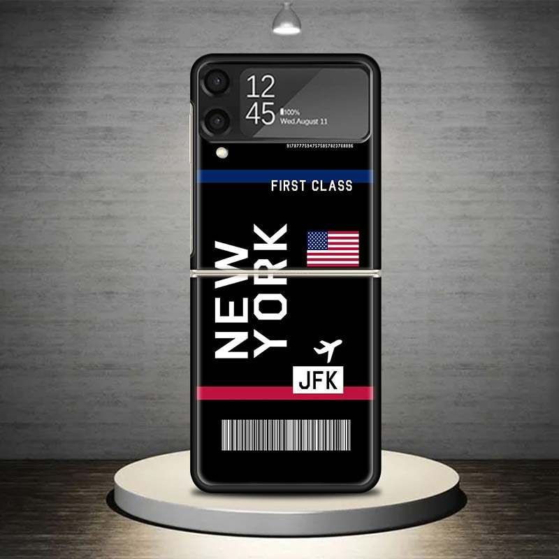 Airline Ticket Barcode Phone Case For Samsung Galaxy Z Flip 7 6 5 4 3 5G Shockproof Cover Z Flip7 Flip6 ZFlip5 Flip3 Flip4 Luxur