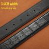 Men's Bamboo Lychee Crocodile Pattern Leather Belt with Buckle