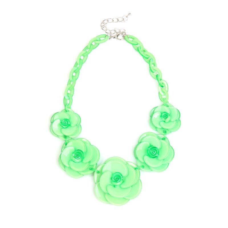 Bohemian Acrylic Flower Necklace - Colorful Rose Sweater Chain