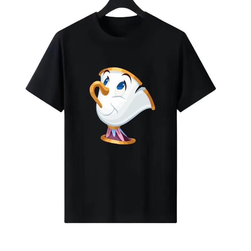 

Disney Beauty And The Beast Pattern Woman Fashion Parent-child Clothing Cartoon Children s Short Sleeves T-Shirt Blouses 130