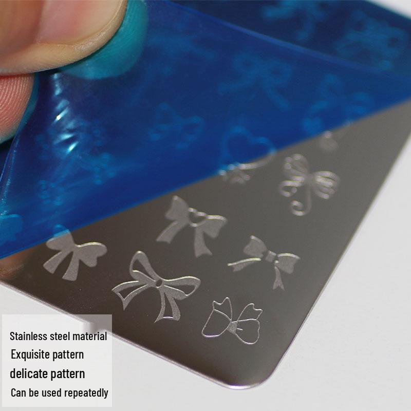 Nail Art Stamping Plates: Stainless Steel Bow, Knot, Chrome Hearts, Cross, Gothic Retro Templates
