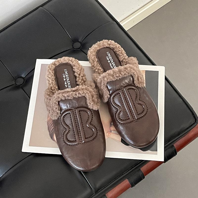 

Ретро удобные квадратный носок толстая подошва увеличивающие рост девочки сумка голова тапочки осень и зима мода универсальные кожаные вставки ленивые туфли 40