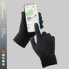 New Warm Men's Knitted Gloves for Cold Protection and Velvet Solid Color Finger Divided Touch Screen Gloves