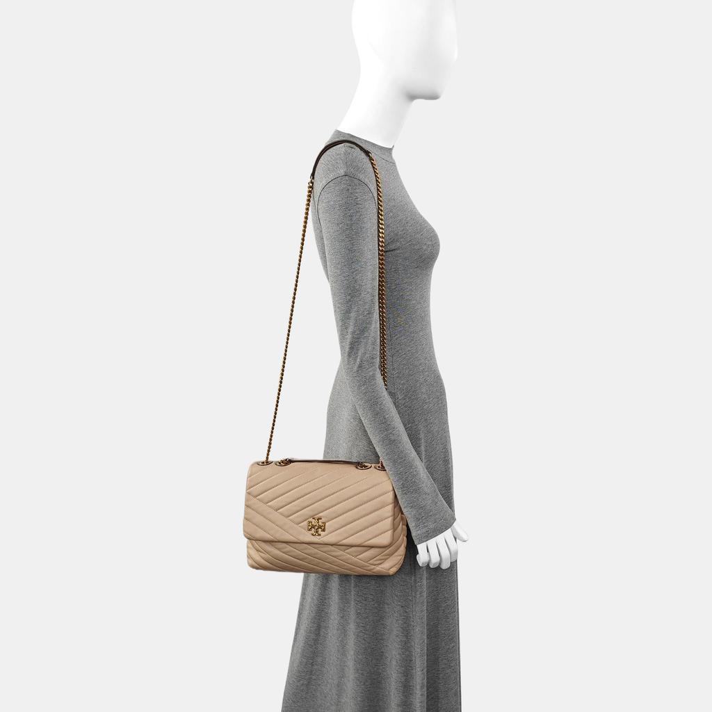 [Pre-Owned] Kira Large Nude Pink Lambskin Quilted Shoulder Bag With Gold Hardware - Very Good #O65QIA