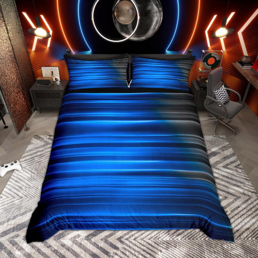 Homewish Modern Neon Lights Duvet Cover Set Gradient Galaxy Bedding Polka Dots Quilt Cover Set