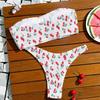 Bikini Triunghiular Sexy European și American pentru Slăbit, cu Bandeau Imprimat pentru Femei
