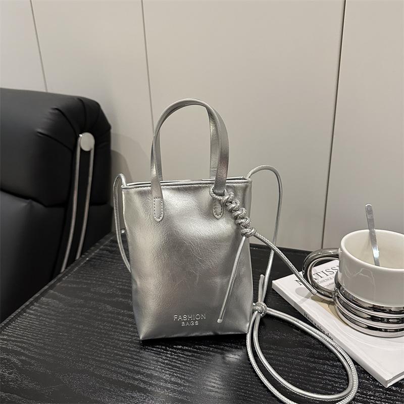 Women's Mini Faux Leather Phone Bag, Trendy Shiny Shoulder Crossbody Purse, Small Handheld Handbag for Daily Outings