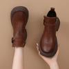 New Retro Boots For Women Autumn Winter Women'S Shoes Leather Casual Flat Ankle Boots Female Platform Short Boots