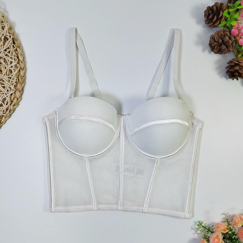 Womens Mesh Corset Camisole Sexy Backless Slim Fit Top Inner Outer Wear