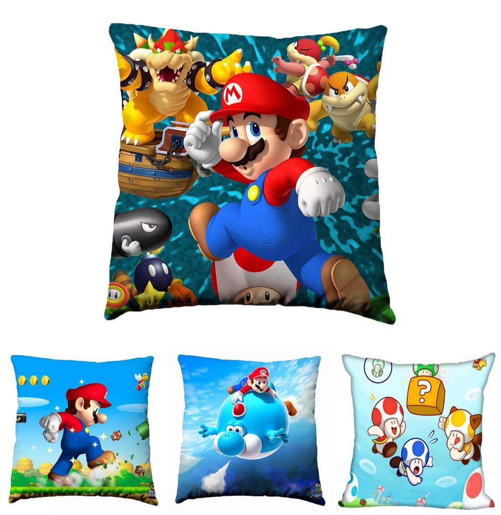 Super Mario Character Cushion Cover 177 Inch Zippered Pillow Case Soft Material Home Decor