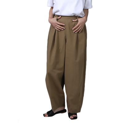 Selectively Berry Circus Matte Comfortable Elastic Solid Loose Plus Suitable for Size L Women's Wide-Leg Pants, Lightweight, Texture, Wear,