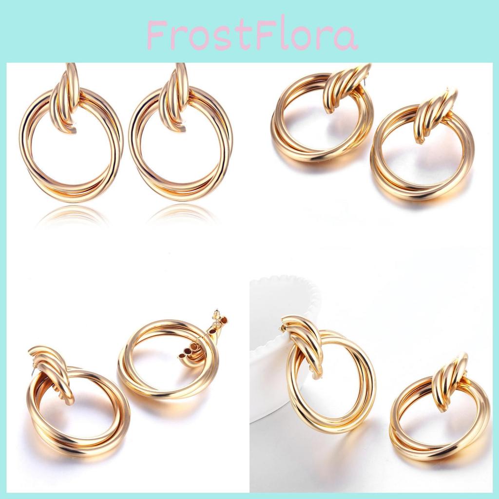 Unique Round Alloy Earrings For Women Modern European Style Perfect Gift Option