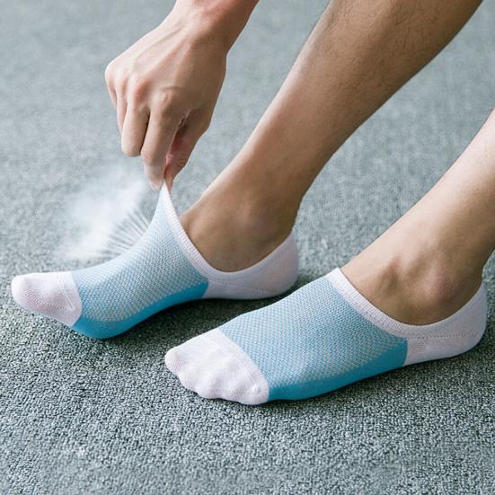 1 paio di calzini da uomo in cotone elastico estivo antiscivolo per barche invisibili a taglio basso