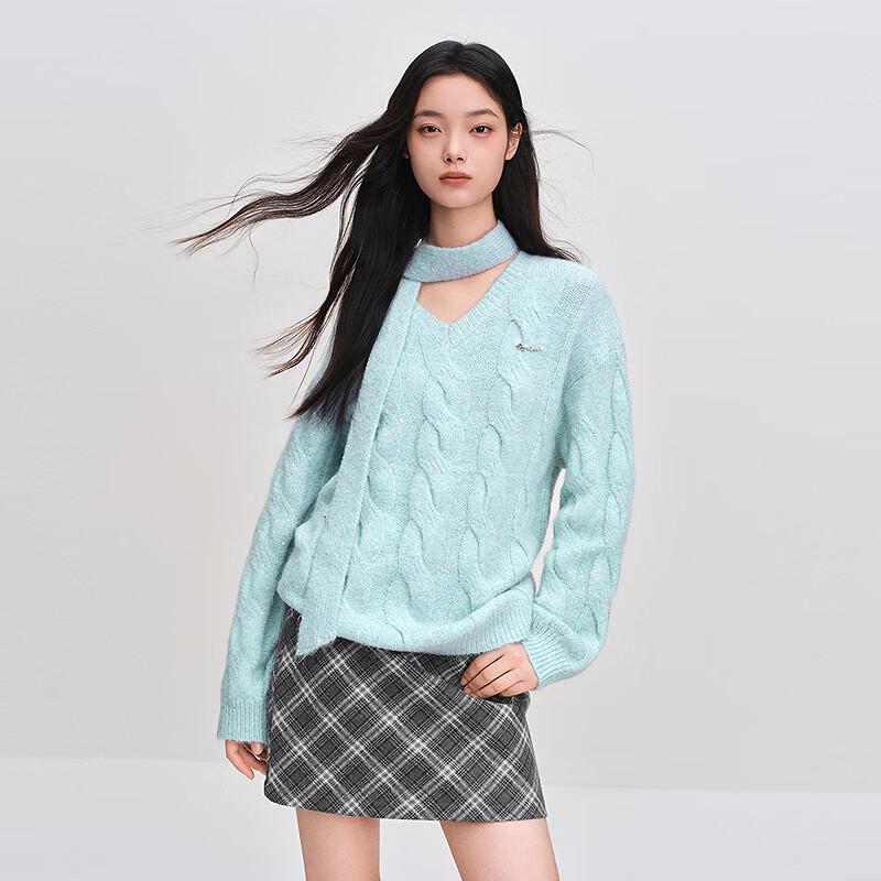 Leding Women's Loose V-Neck Knitted Sweater