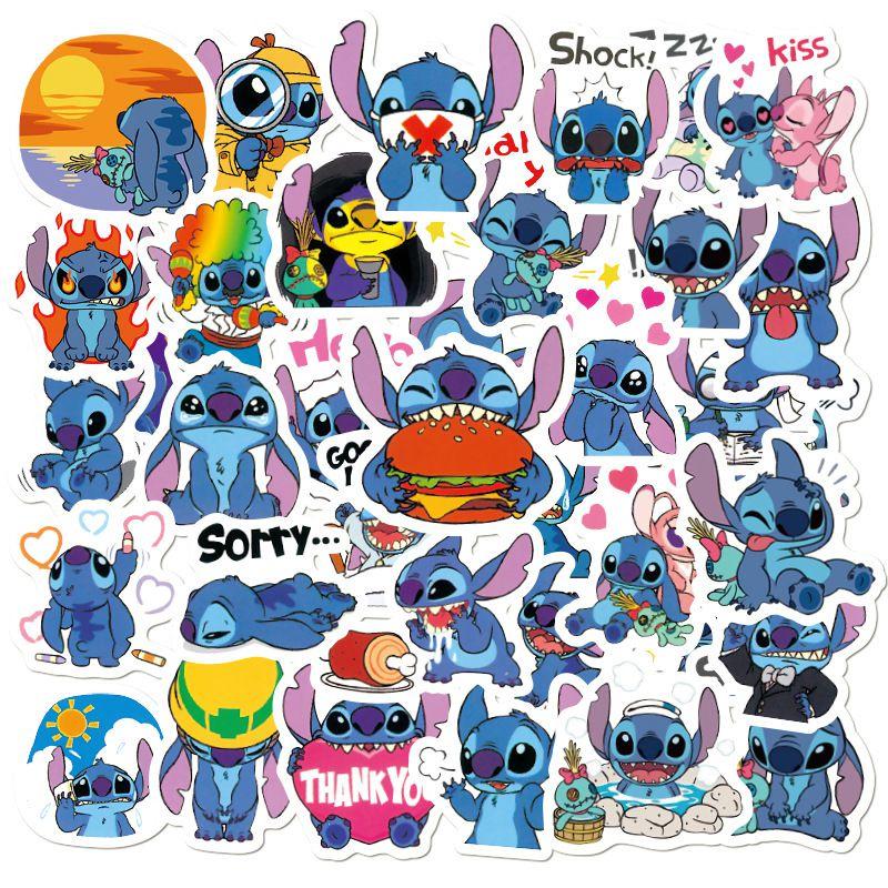 Lilo Stitch 50pcs Stickers Waterproof Diy Laptop Skateboard Bike Decals Luggage