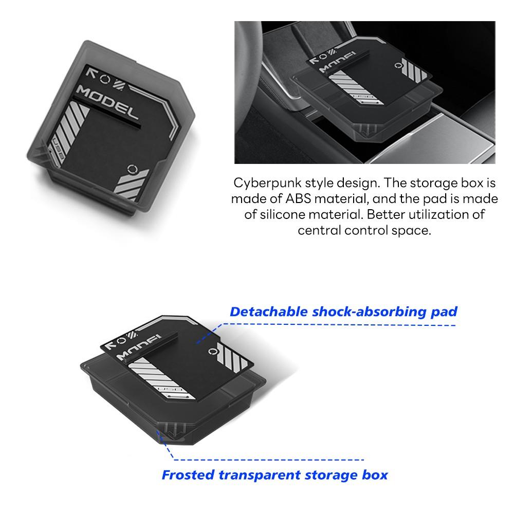 Console & Armrest Storage Box For Tesla New Model Y 2025 Juniper Launch ABS with Silicone Non-slip Mat Upper and Lower Watercup