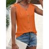 U Neck Summer Women Hollow Out Tank Tops Sweet Solid Color Sleeveless Blouse Fashion Elegant Buttons Shirts Large Size Office Simple Casual Clothing