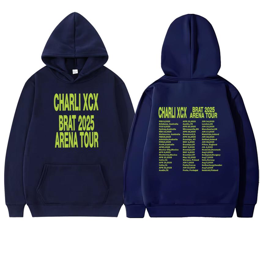 

New In Charli Xcx Brat 2025 Arena Tour Double Sided Printed Sweatshirt Autumn Winter Hoodies Long sleeve Fleece Unisex Pullovers 3XL