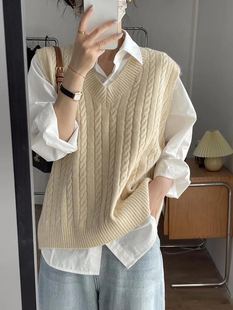 Herbst/Winter Locker gestrickte Weste - Koreanischer Stil, Figurbetont & Vielseitig