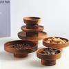 High Footed Dessert Plate Cake Stand Wooden Snack Plate Dim Sum Dish Fruit Bowl Dried Fruit Plates Candy Tray Bread Plates