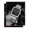 CURREN Simple Business Square Quartz Watches Casual Stainless Steel Bracelet Wristwatch with Auto Date for Men