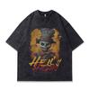 Large Version Men'S T-Shirt Heavy Washed Skull Print Beauty Trendy Retro Short-Sleeved T-Shirt Men