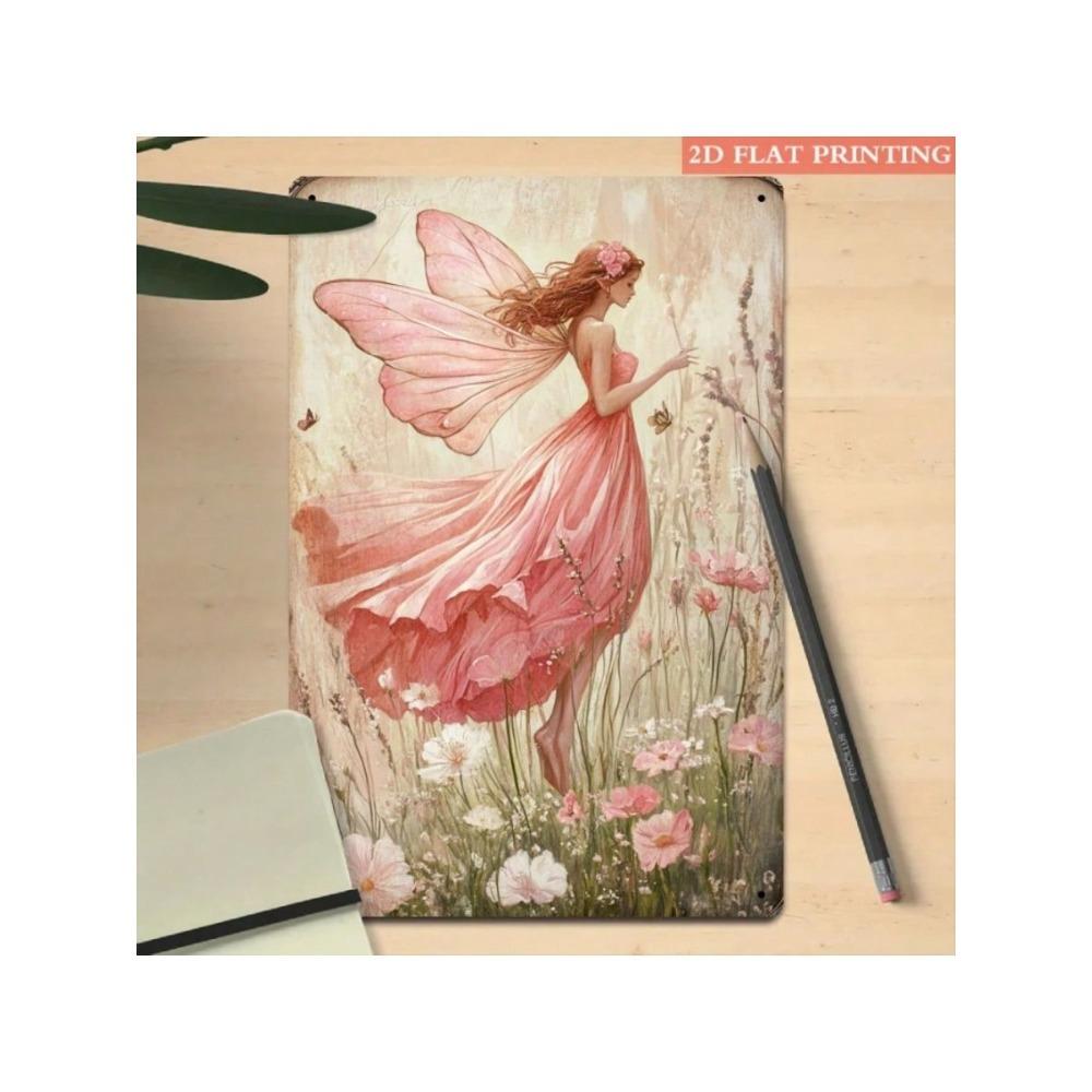 Vintage Fairy Metal Wall Art Floral Retro Garden Decor