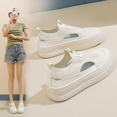 Scarpe con plateau casual per donna, estive, traspiranti, in maglia, scarpe da passeggio, leggere, traforate, da donna, antiscivolo, per esterni, mocassini spessi