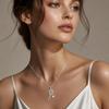 Pearl Chain Racquet Pendant Necklace Exquisite Design Zircon Pearl Chain Necklace  For Women