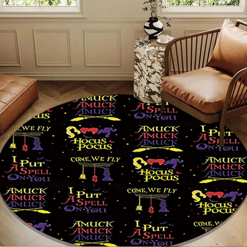 Halloween Horror Witch Round Mat, Anti-slip Circle Carpet Chair Rug For livingroom,Bedroom, Doormat Home Decor Gift Christmas Gifts