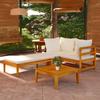 Vidaxl 3-Cz. Garden Lounge Set, Cream Cushions, Acacia