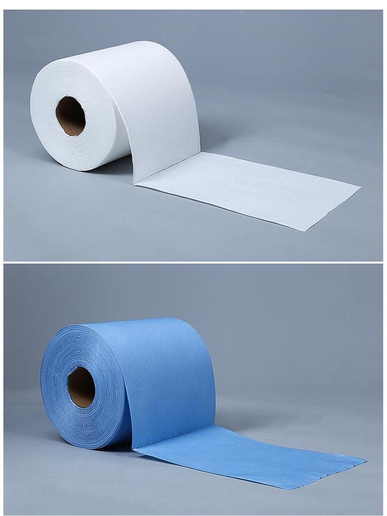 Industrial Dust-Free Oil-Absorbent Wiping Paper - Large Roll, Blue & White Non-Woven Fabric