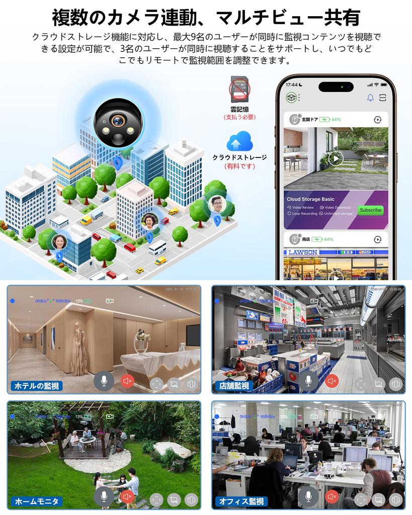 2K Outdoor Security Camera with Solar Solar Integrated Surveillance Fully No Power Supply Color Night IP65 Waterproof and Remote Motion Human Cloud