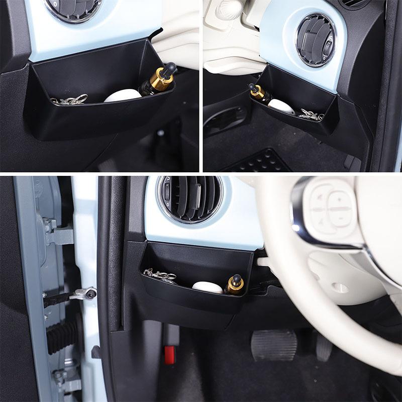 For Fiat 500 2010-2026 Car Dashboard Driving Position Storage Box Organizer Tray Coin Cell Phone Holder ABS Storage Accessories
