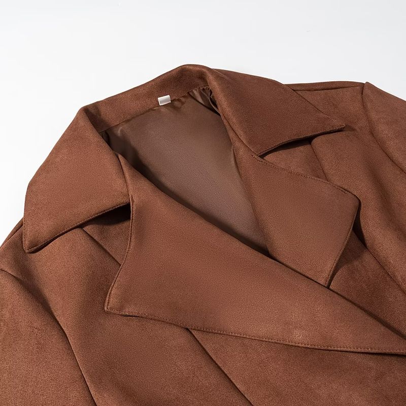 Za New Fall Women's Clothing 2025 Fashion Wind Stylish Fashion Tailored Collar Suede Double Breasted Outwear