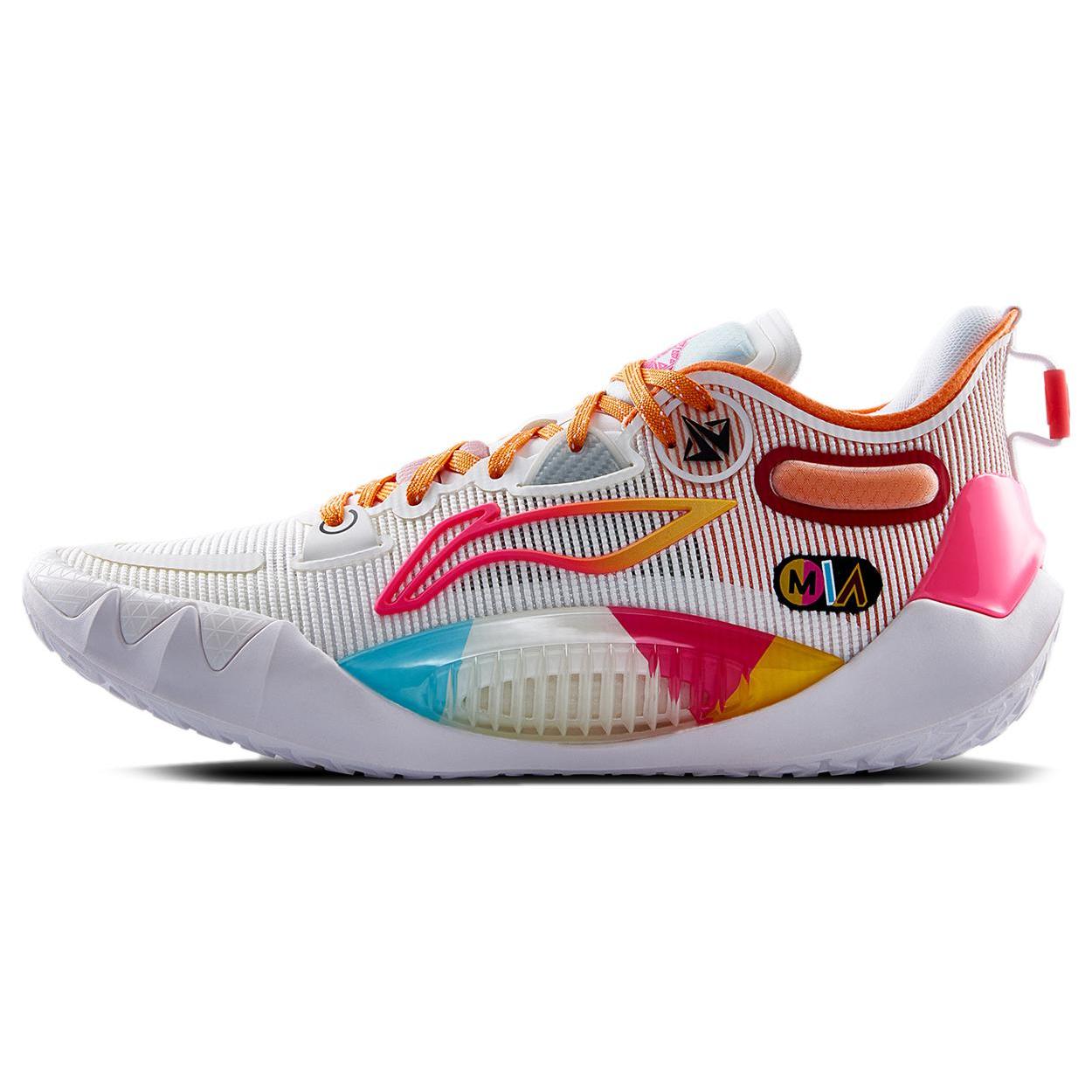 

new LINING JB1 Basketball Shoes Men Low Top Standard White/Fluorescent Apple Pink 39.5