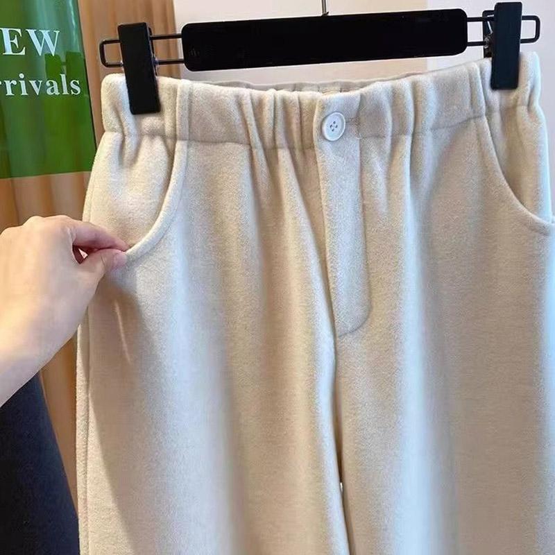 Pants for Women Thickened Stretchy Solid Colour Versatile Casual Elastic High Waist Long Trousers Pants