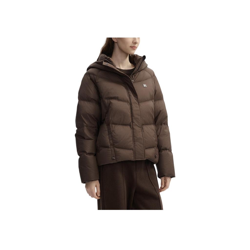 FILA White Series Loose Warm Hooded Down Jacket Women outerwear Rust-Brown F11W443904FBN
