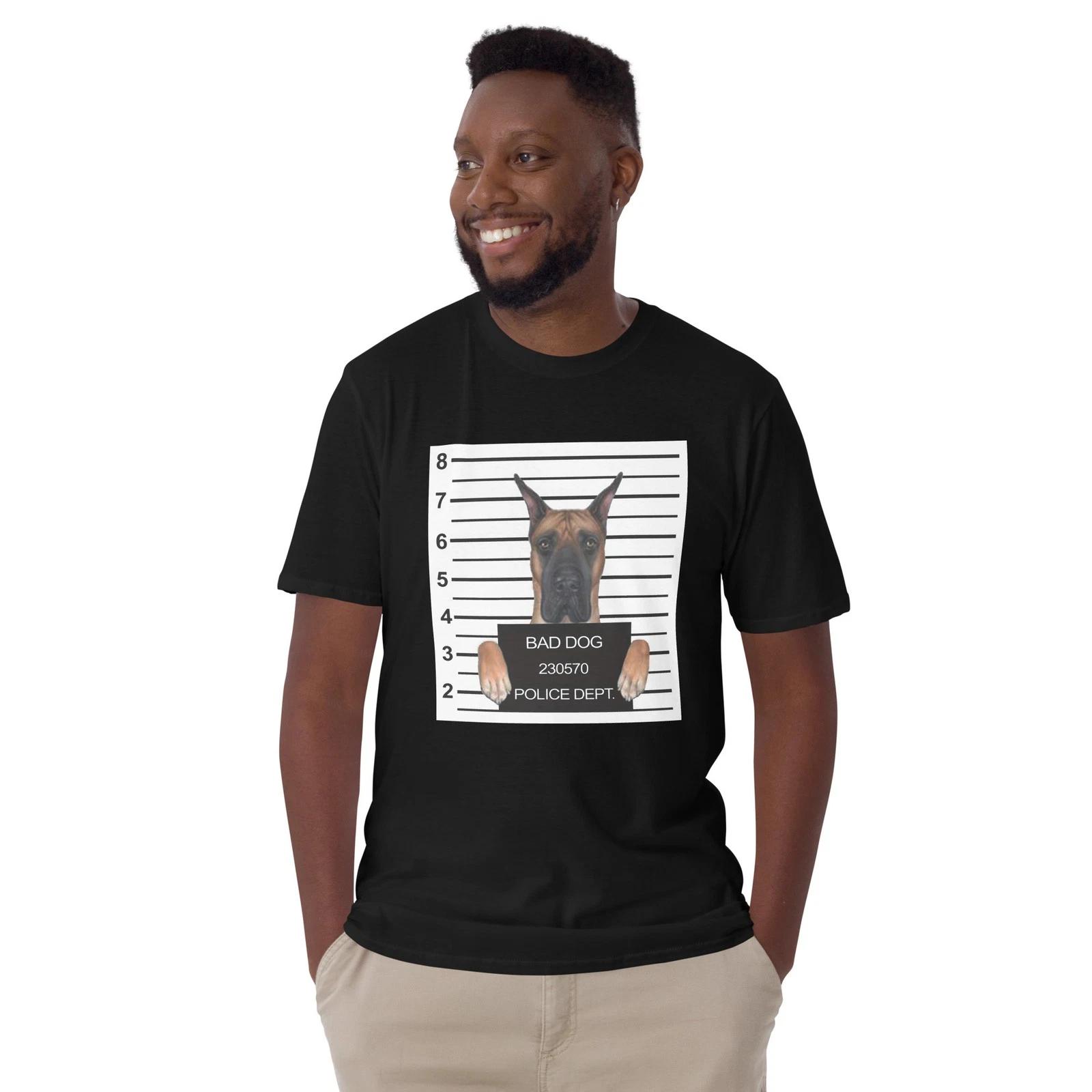 Funny Beautiful Bad Dog Mugshot ( Cute Great Dane) Dog Lover Unisex T-Shirt S