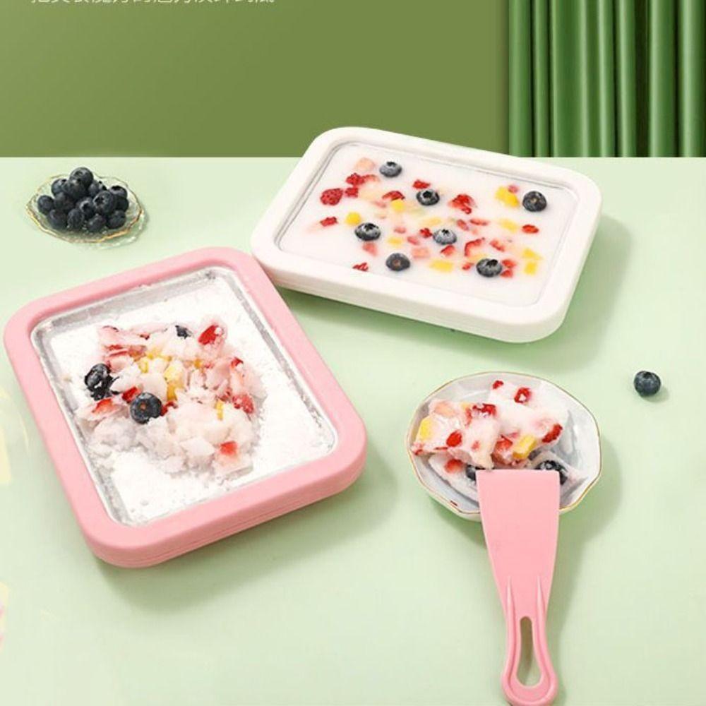 Rectangular Freezing Yogurt Maker with Shovel Cold Yogurt Plate DIY Sorbet Maker Refrigerator