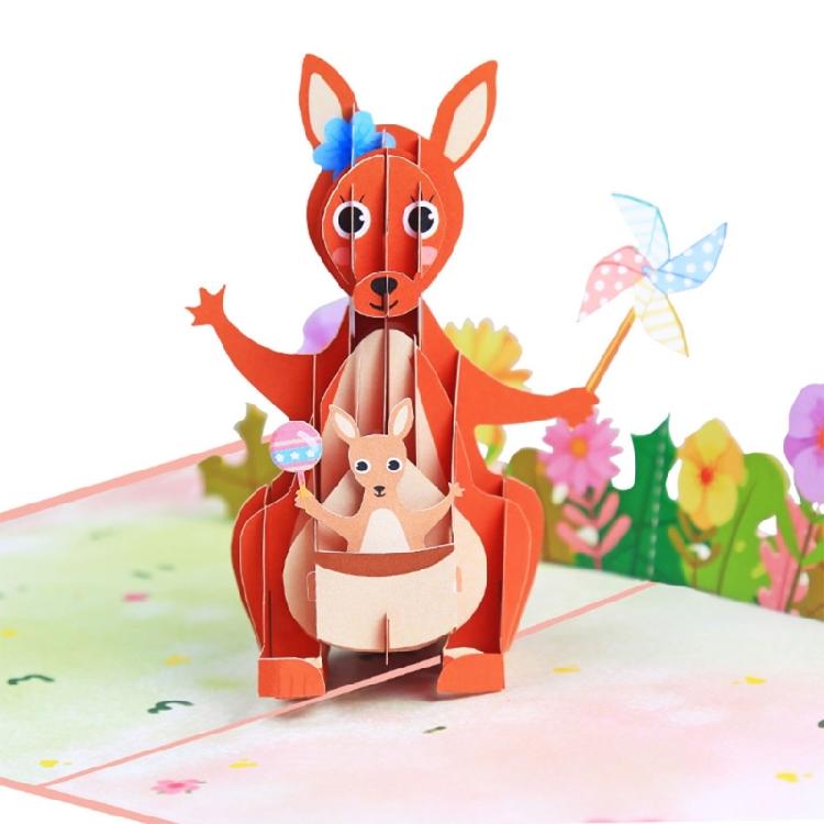 3D Mother Day Animal Kangaroo Greeting Card Wedding Birthday Party Invitation