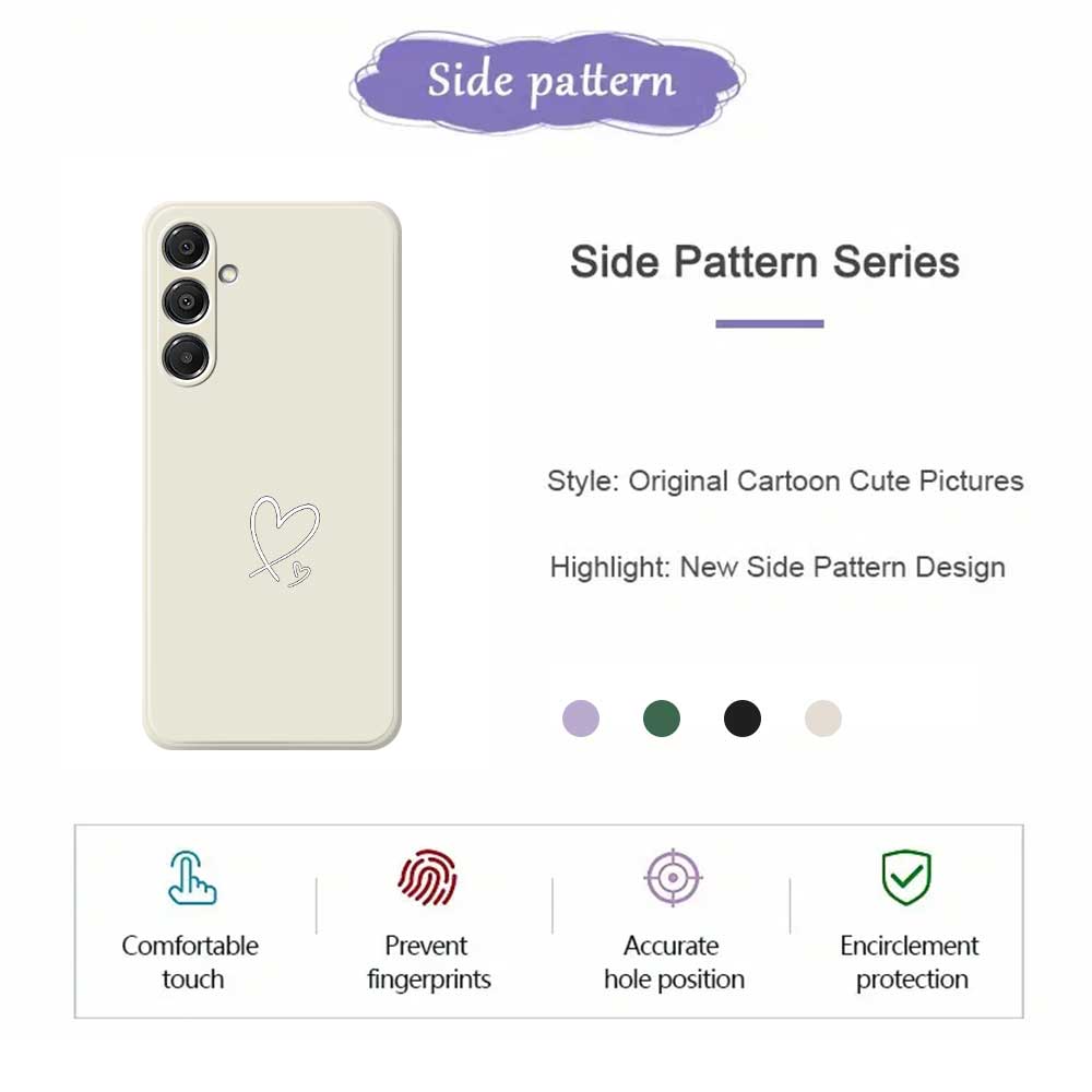 For Samsung Galaxy A16 5G/4G Case White Love Pattern Printing Straight Edge TPU Phone Back Cover