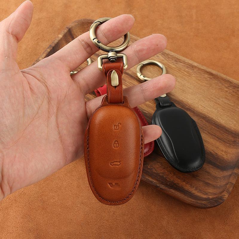 Premium Genuine Leather Key Case for Ideal ONE 2020 - Vintage Cowhide Car Key Bag with Personality