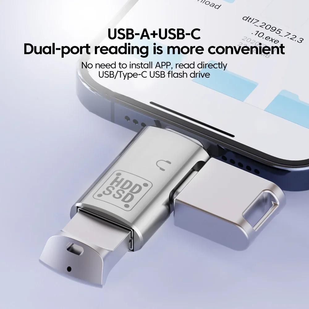 2 In 1 USBC To Type C To USB OTG Adapter for IPhone 15 Pro Max Samsung Headphones TypeC Male To USB Fast Charging Jack Converter