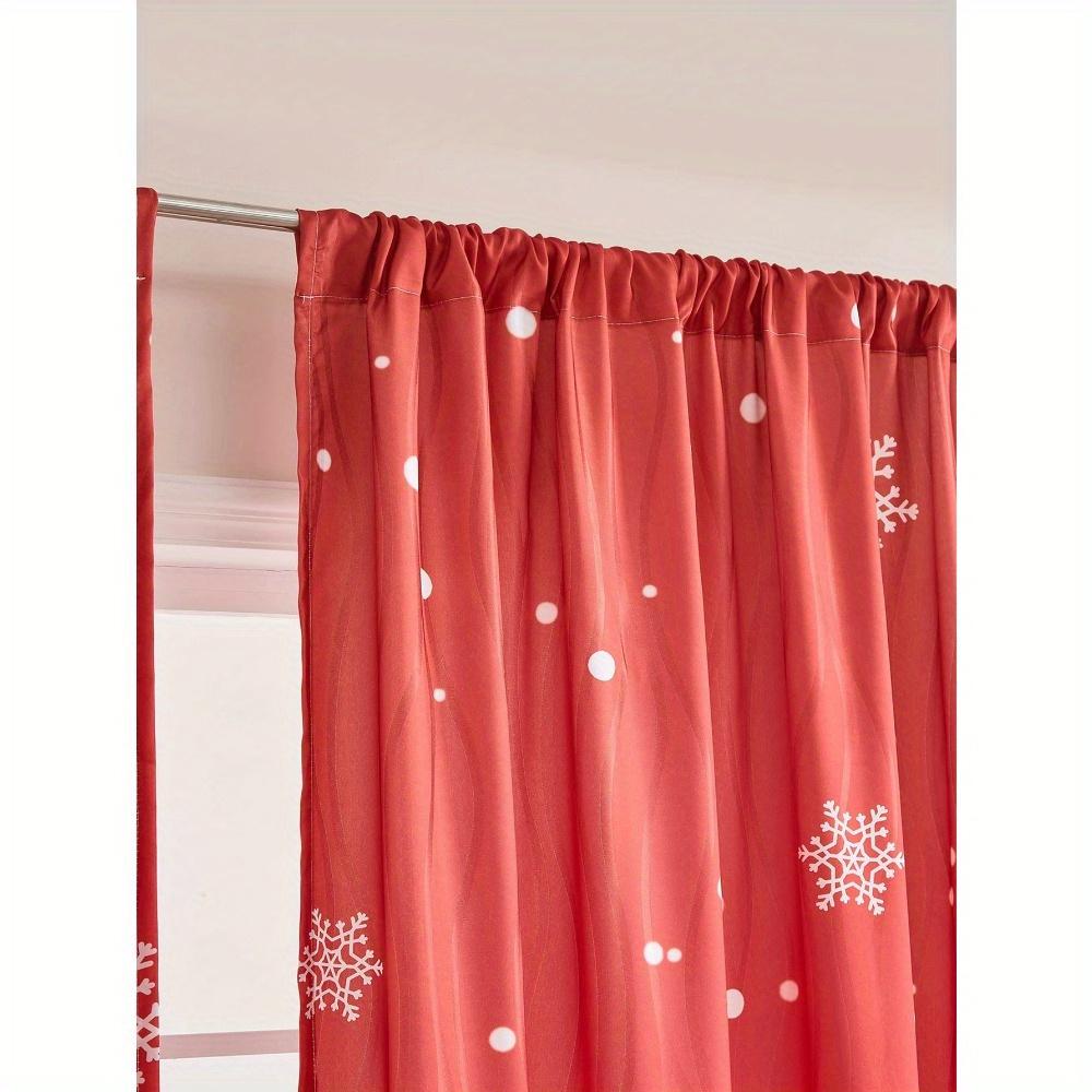 Single Panel Christmas Themed Curtains Living Room Bedroom Decoration Decorative Rod Pole Window Screens Curtain Polyester Ideal For Area